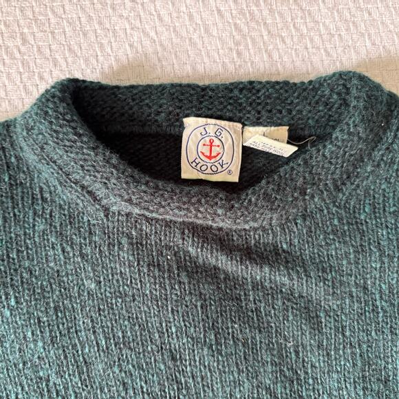 Vtg  J.G. Hook Emerald Green 100% Wool Women's Crewneck Sweater Size Large - Picture 3 of 11
